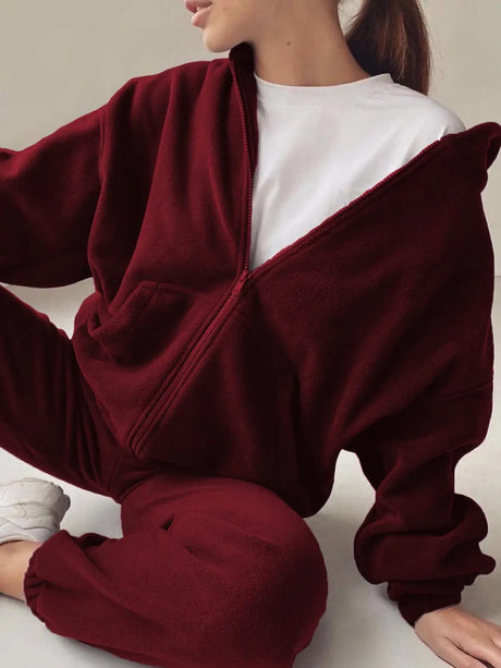 Zip Up Long Sleeve Hoodie and Joggers Set | Hanalas
