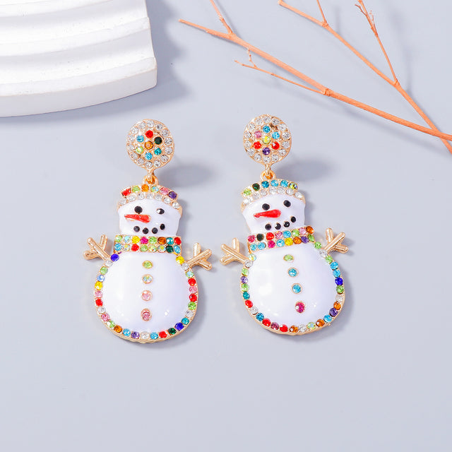 Alloy Rhinestone Snowman Earrings | Hanalas