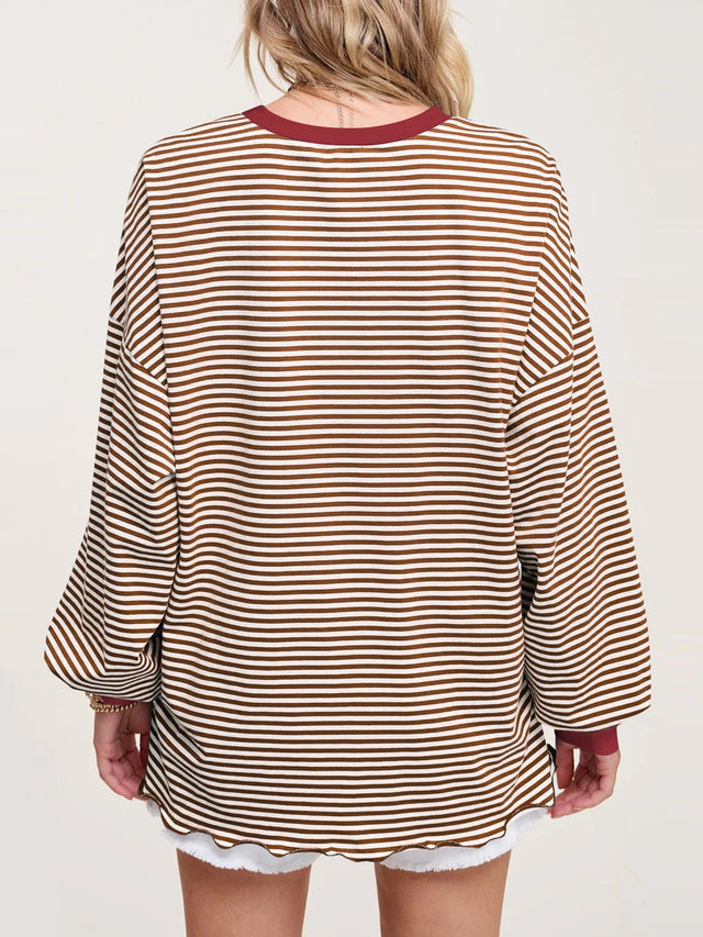 Contrast Striped Long Sleeve Sweatshirt | Hanalas