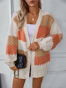 Contrast Open Front Long Sleeve Cardigan