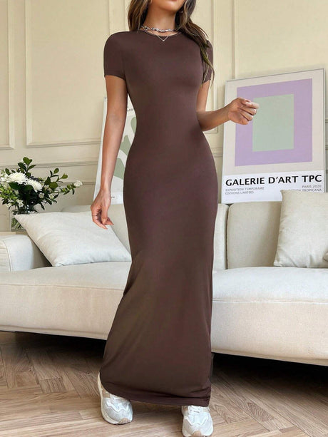 Short Sleeve Maxi Tee Dress | Hanalas