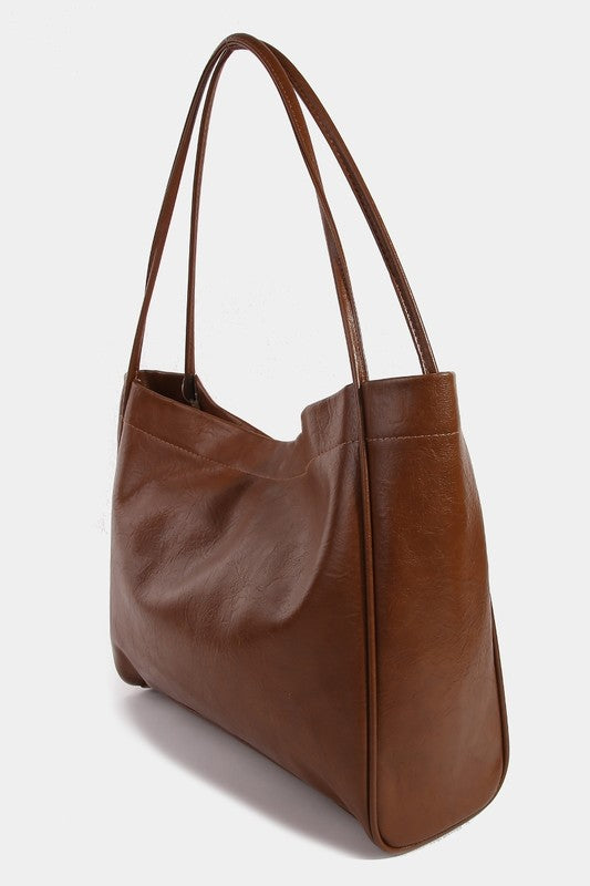 Fame Faux Leather Tote Bag | Hanalas