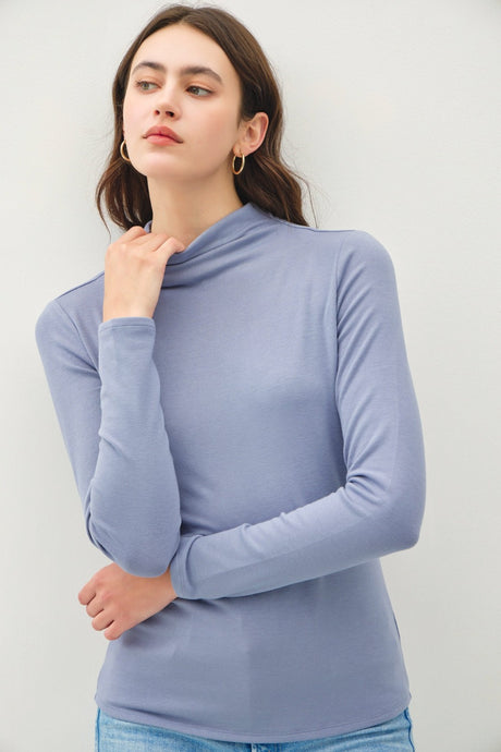 Be Cool Mock Neck Long Sleeve T-Shirt Trendsi Hanalas