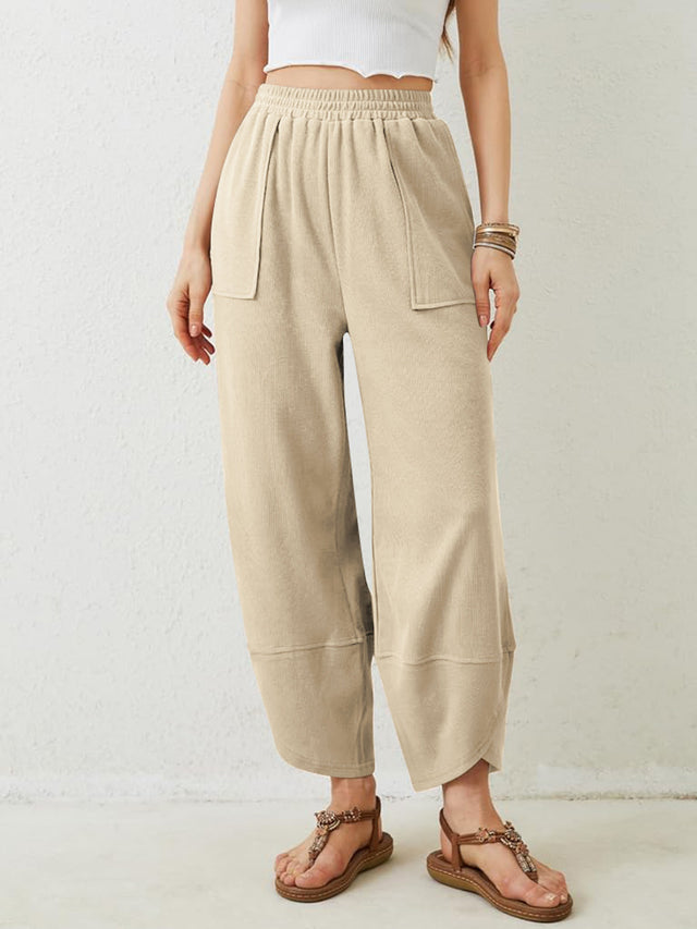 Lovelet Elastic Waist Wide Leg Pants | Hanalas