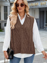 Cable Knit V-Neck Sweater Vest Trendsi Hanalas