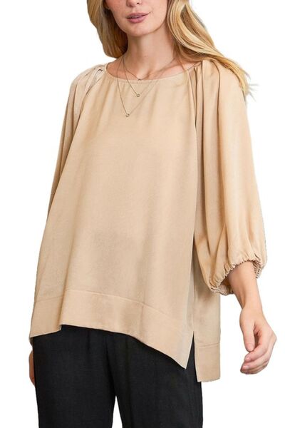 Umgee Full Size Crinkled Satin Top Plus Size | Hanalas