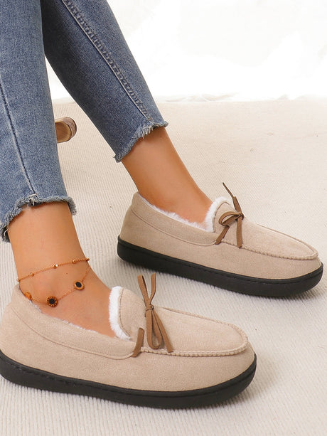 Bow Round Toe Flat Slip-Ons | Hanalas