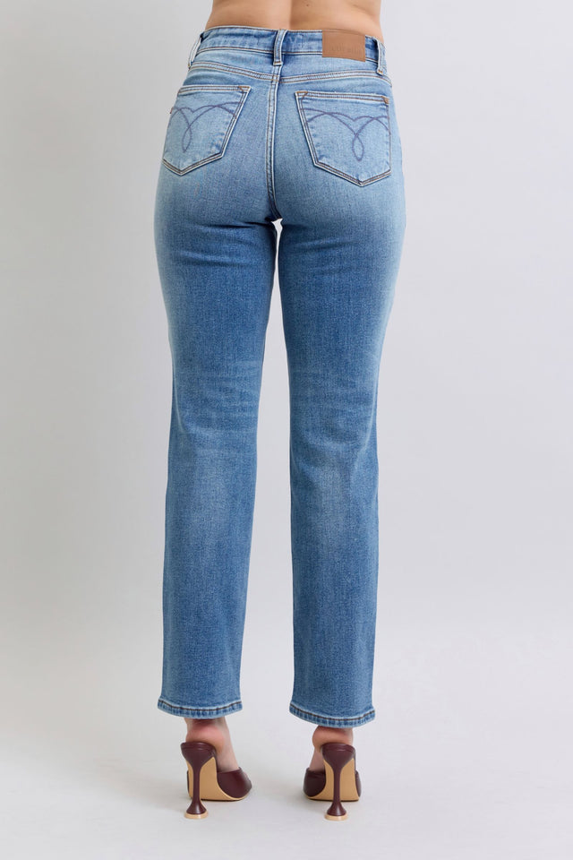 Judy Blue Full Size Wash Thermal Straight Jeans with Pockets | Hanalas