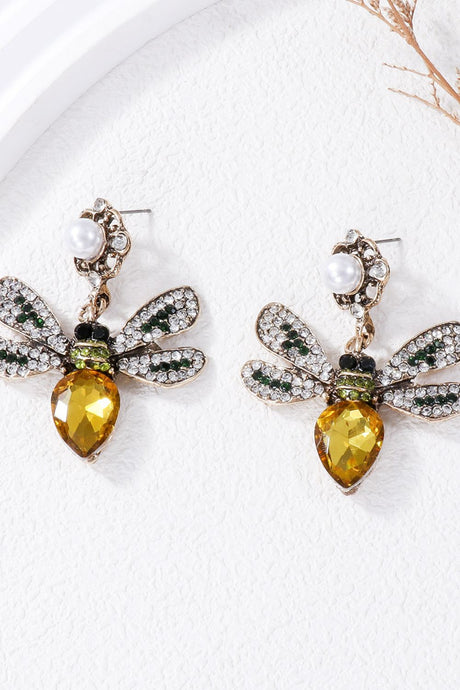 Natural Stone Bee Dangle Earrings | Hanalas