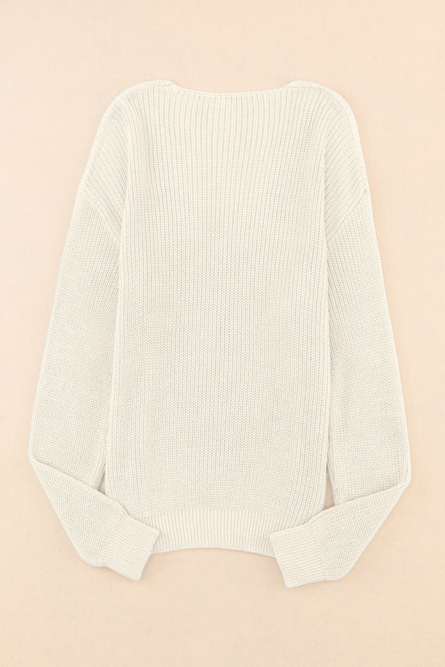 V-Neck Drop Shoulder Sweater | Hanalas