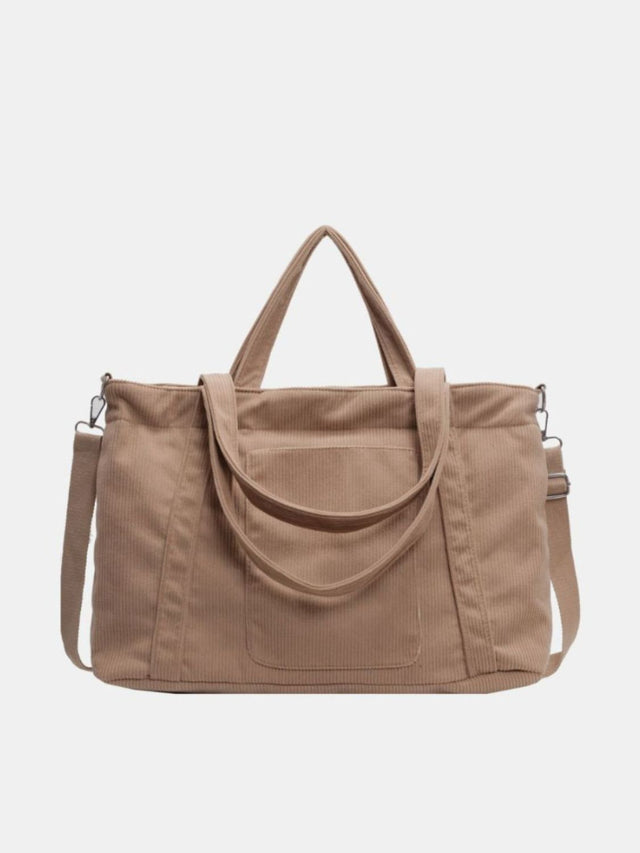 Corduroy Solid Large Tote Bag Trendsi Hanalas