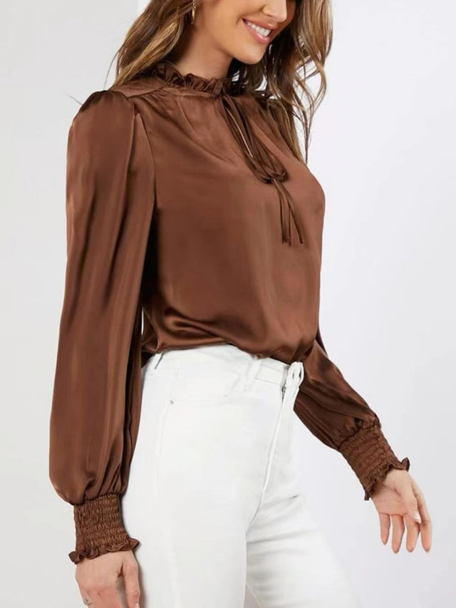 Frill Tied Lantern Sleeve Blouse | Hanalas