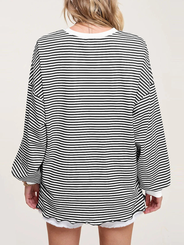 Contrast Striped Long Sleeve Sweatshirt | Hanalas