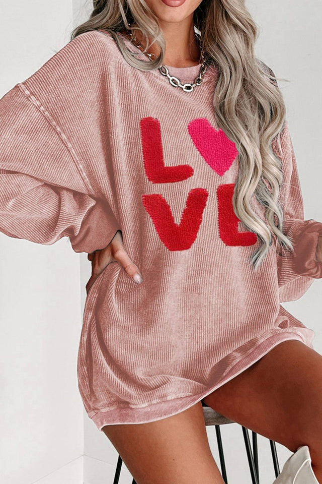 Valentine’s Day LOVE Round Neck Long Sleeve Sweatshirt | Hanalas