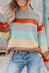 Color Block Round Neck Dropped Shoulder Sweater | Hanalas