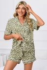 Full Size Leopard Short Sleeve Top and Shorts Lounge Set Plus Size | Hanalas