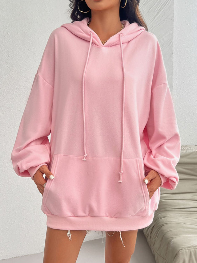 Devine Drawstring Long Sleeve Hoodie Trendsi Hanalas