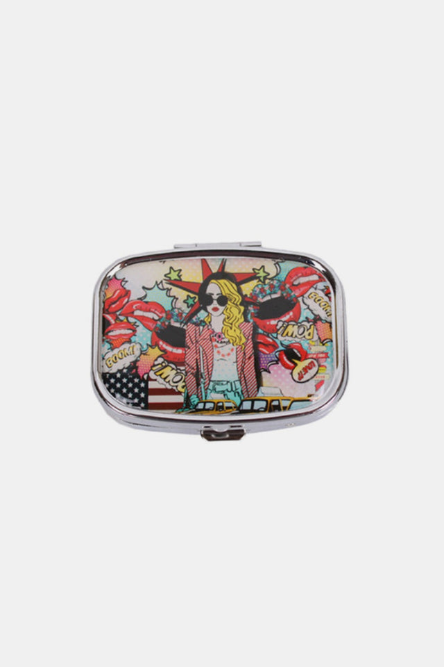 Nicole Lee USA Print Metallic Rectangular Pill Case | Hanalas