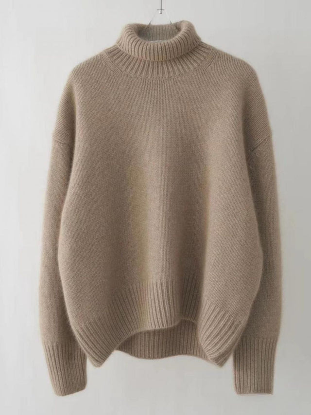 Turtleneck Dropped Shoulder Long Sleeve Sweater | Hanalas