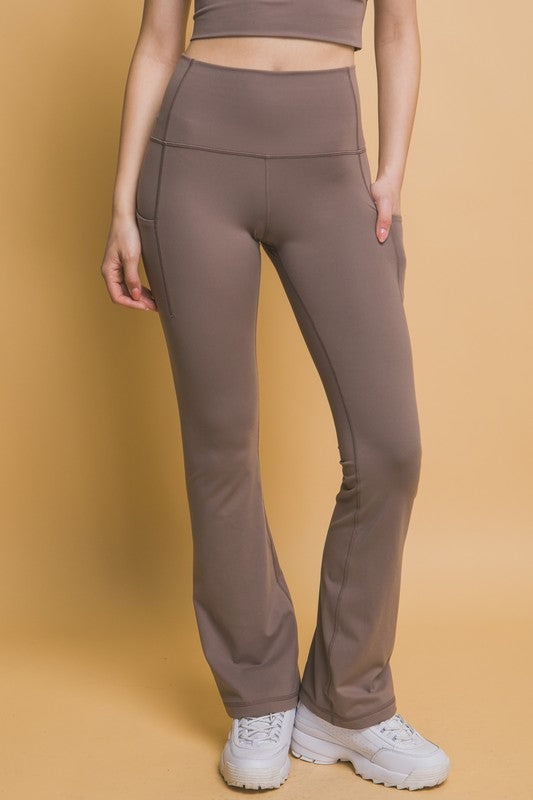 Love Tree High Waist Flare Active Leggings with Side Pockets | Hanalas