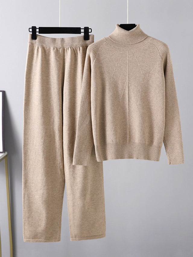 Basic Bae Turtleneck Raglan Sleeve Top and Pants Sweater Set Trendsi Hanalas