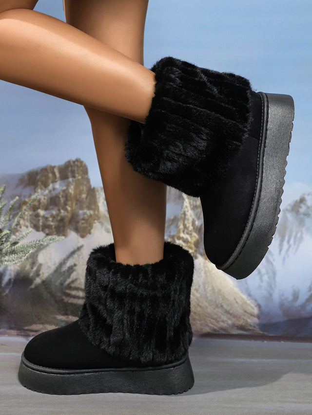 Thermal Faux Fur Suede Platform Boots | Hanalas