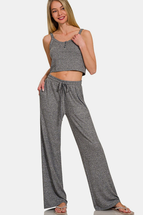 Zenana Drawstring Wide Leg Pants with Side Pockets Trendsi Hanalas