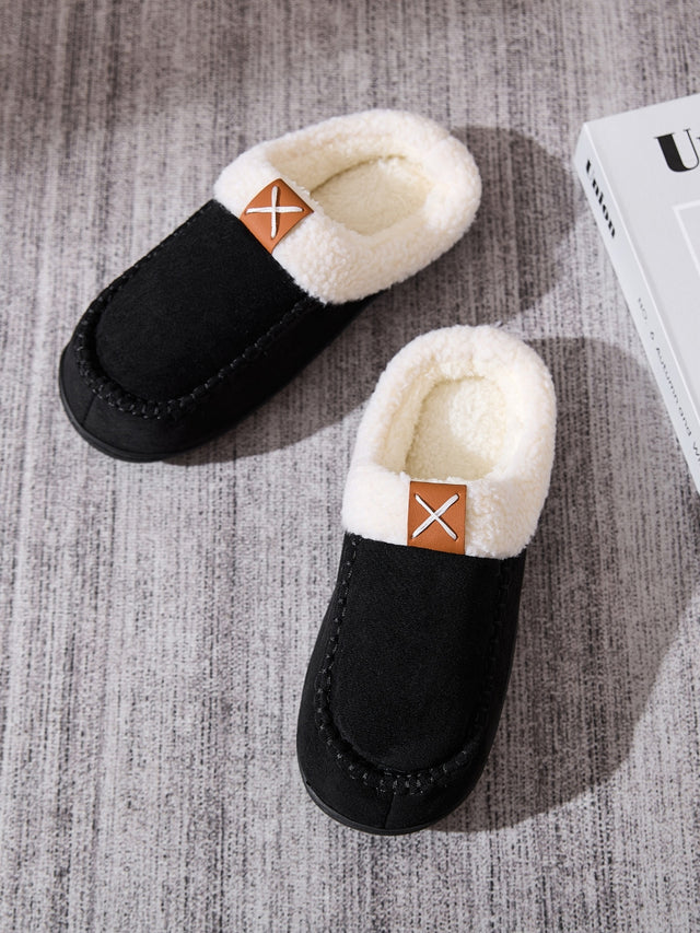 Contrast Round Toe Flat Slippers | Hanalas