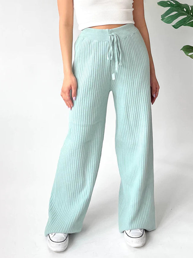 Ribbed Wide Leg Sweater Pants | Hanalas