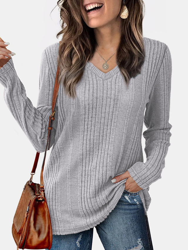 V-Neck Long Sleeve T-Shirt | Hanalas