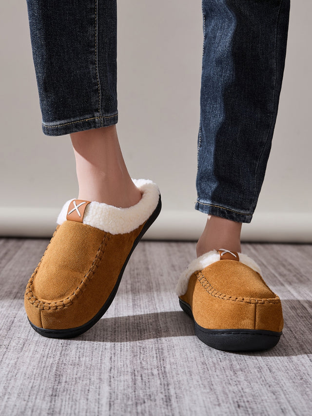 Contrast Round Toe Flat Slippers | Hanalas