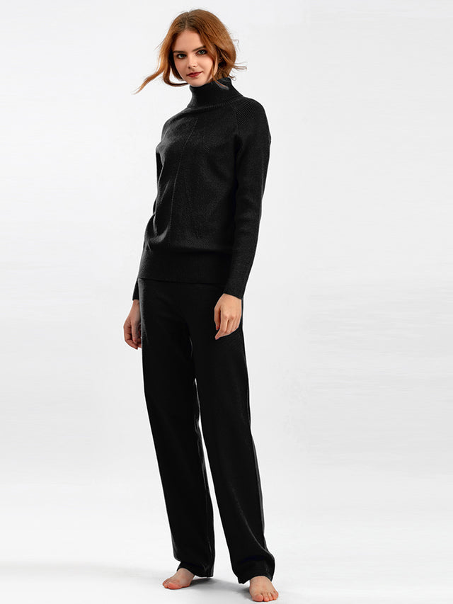 Basic Bae Turtleneck Raglan Sleeve Top and Pants Sweater Set Trendsi Hanalas