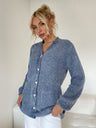 Pocketed V-Neck Button Up Cardigan | Hanalas