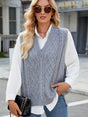 Cable Knit V-Neck Sweater Vest Trendsi Hanalas