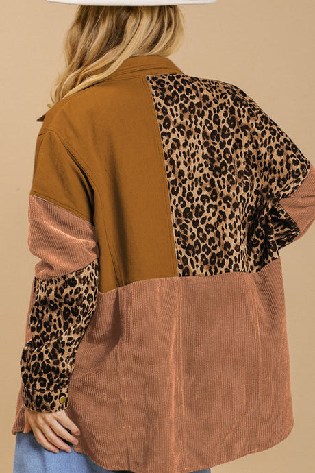 High-Low Leopard Snap Down Shacket | Hanalas