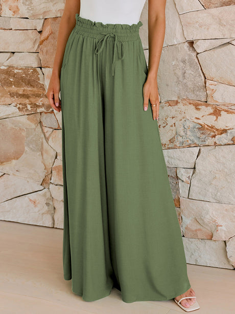 Drawstring Wide Leg Pants with Pockets Trendsi Hanalas