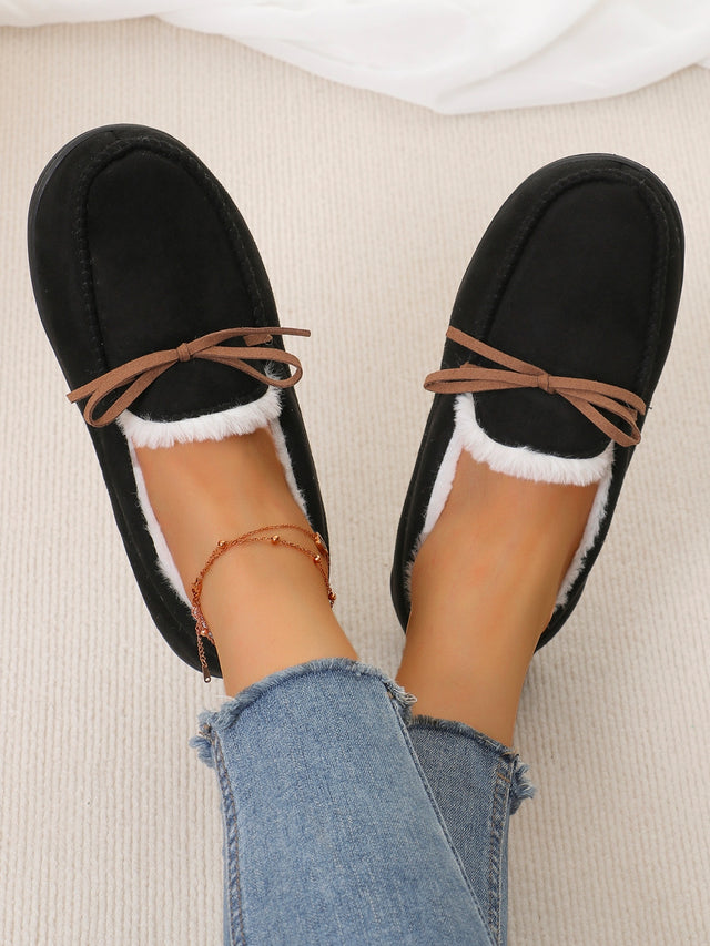 Bow Round Toe Flat Slip-Ons | Hanalas