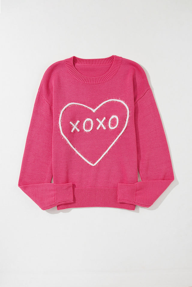 XOXO Round Neck Drop Shoulder Sweater | Hanalas