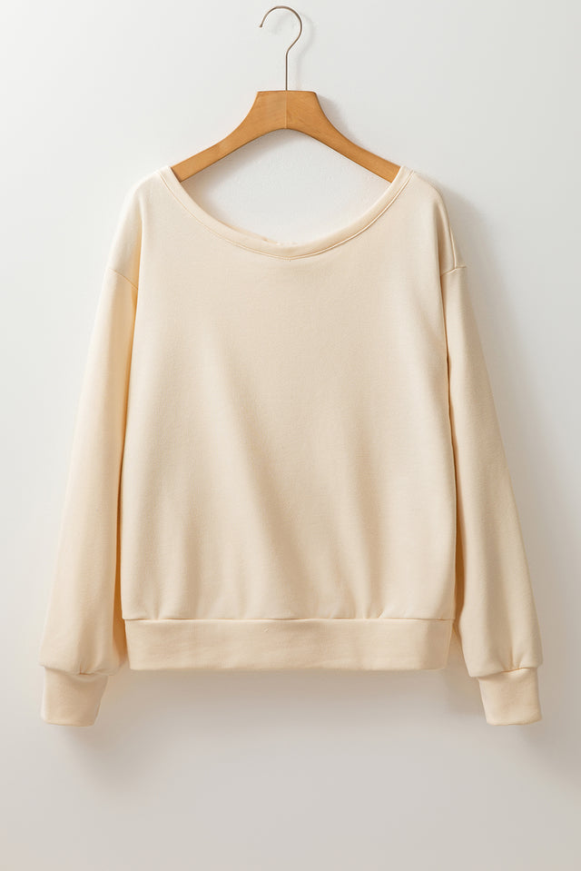 Bow Cutout Round Neck Long Sleeve Sweatshirt | Hanalas