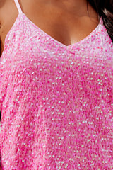 Apricot Sequin Adjustable Straps Tank Top