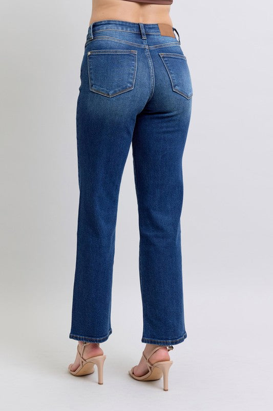 Judy Blue Full Size Side Seam Detail Straight Jeans with Pockets | Hanalas