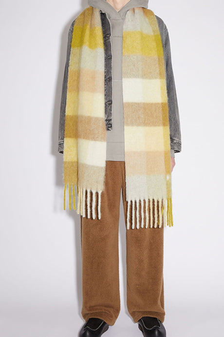 Thermal Fringe Contrast Plaid Scarf | Hanalas