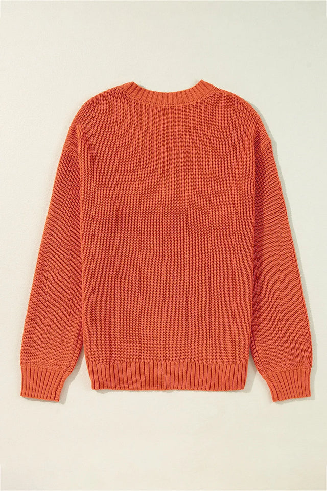 THANKSGIVING Round Neck Long Sleeve Sweater Trendsi Hanalas