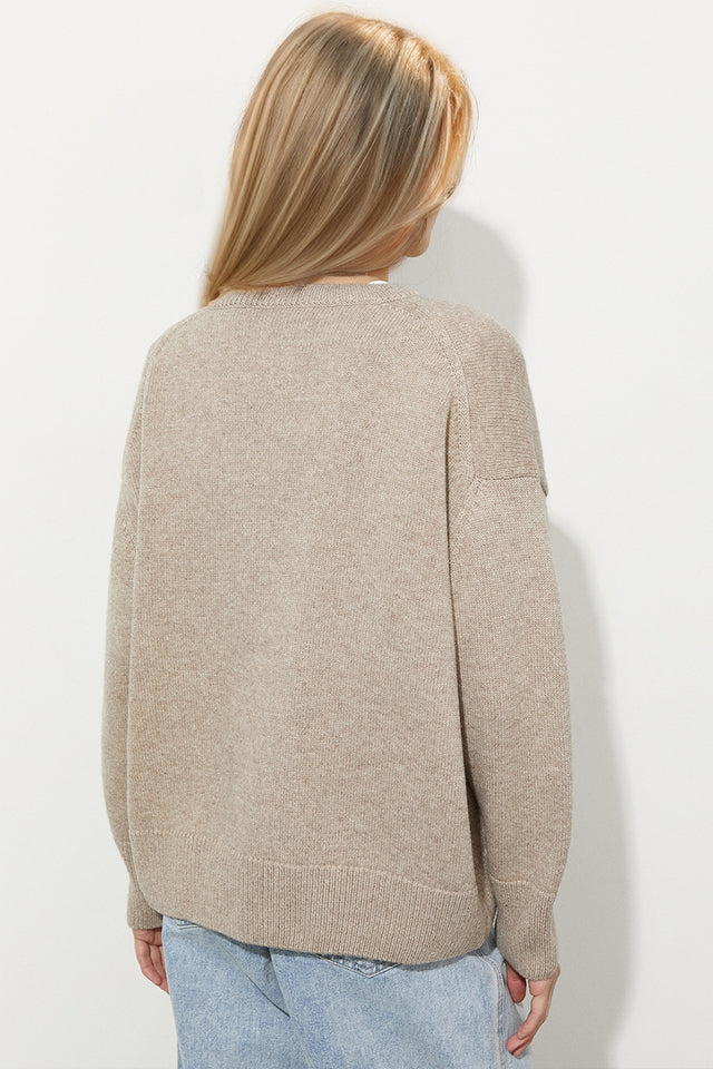 Basic Bae Round Neck Dropped Shoulder Long Sleeve Sweater Trendsi Hanalas