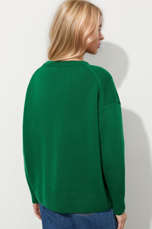 Basic Bae Round Neck Dropped Shoulder Long Sleeve Sweater Trendsi Hanalas