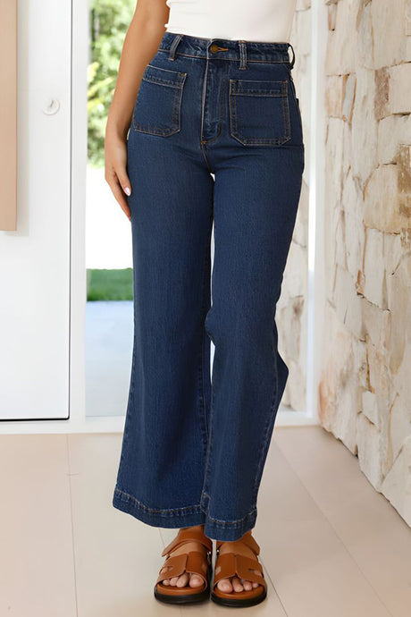 High Waist Bootcut Jeans with Pockets | Hanalas