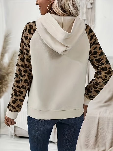 Leopard Half Button Long Sleeve Hoodie | Hanalas