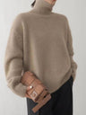 Turtleneck Dropped Shoulder Long Sleeve Sweater | Hanalas