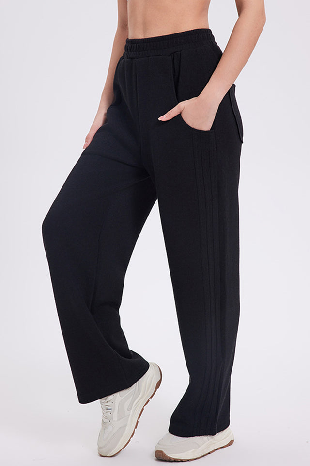 Basic Bae Elastic Waist Straight Leg Pants with Pockets | Hanalas