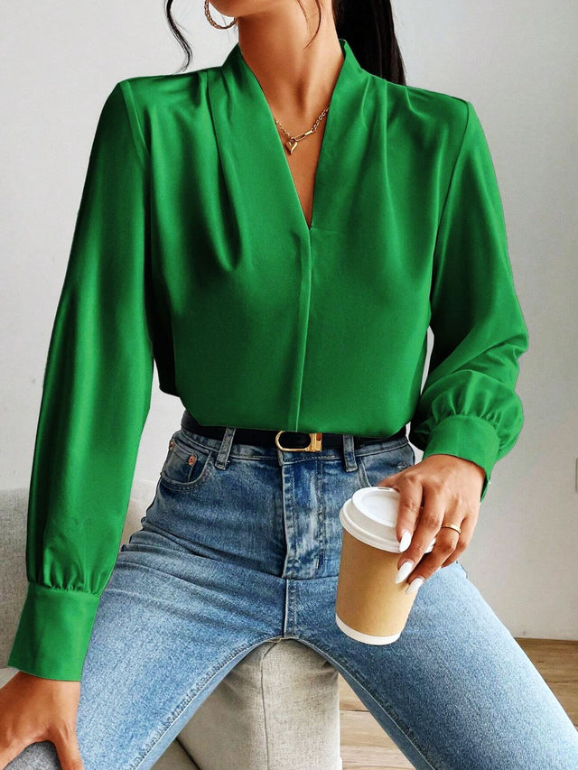 V Neck Long Sleeve Top | Hanalas